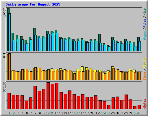 Daily usage for August 2025