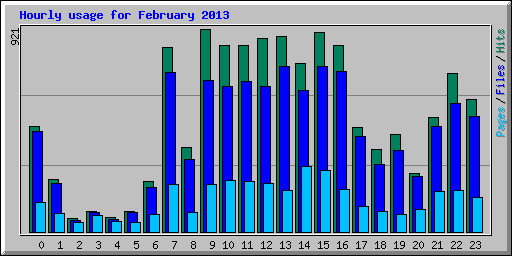 Hourly usage for February 2013